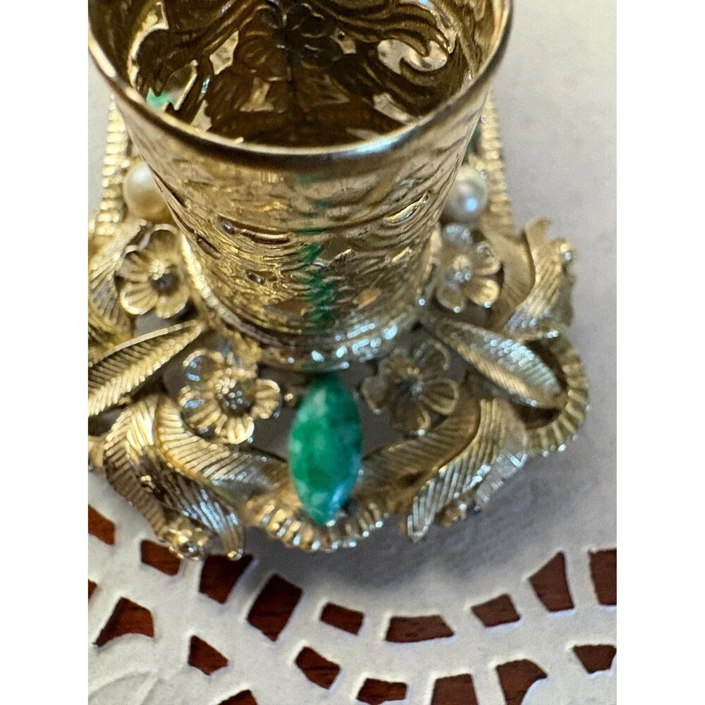 Vintage Sam Fink Gold Filigree Lipstick Holder Jeweled